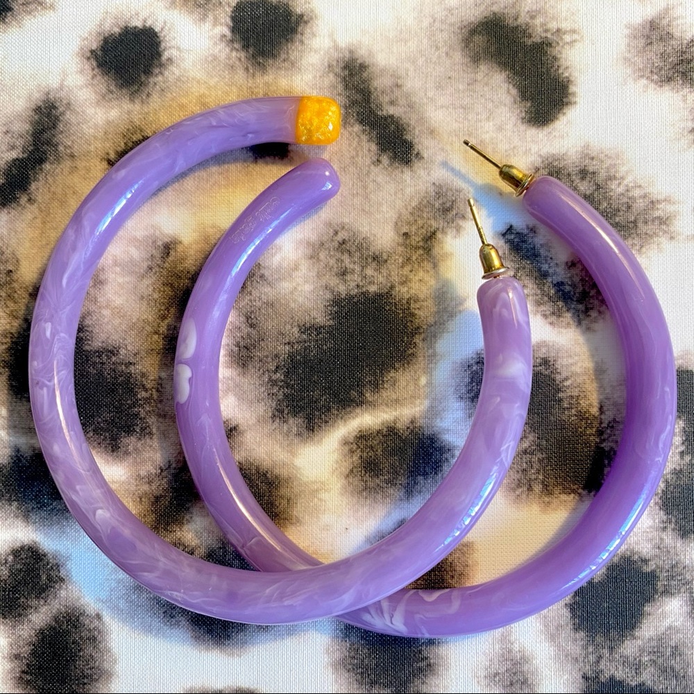 Cult Gaia chunky lilac hoop earrings